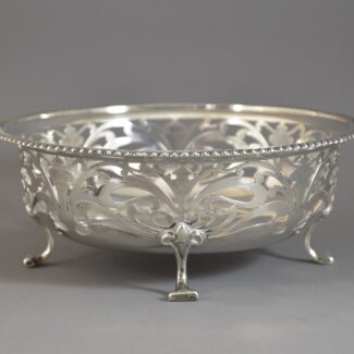 birks art nouveau sterling silver reticulated basket