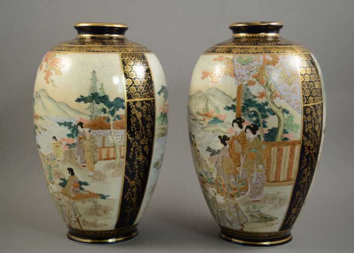 japanese kinkozan vase pair 9 inches 3