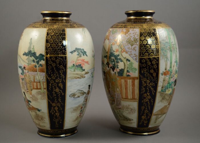 japanese kinkozan vase pair 9 inches 4