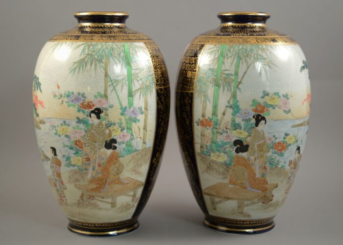 japanese kinkozan vase pair 9 inches 5