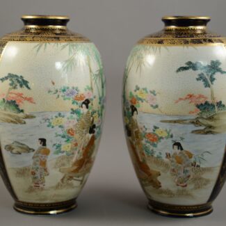japanese kinkozan vase pair 9 inches 6