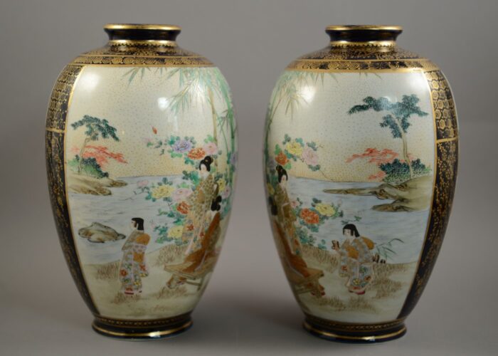 japanese kinkozan vase pair 9 inches 6