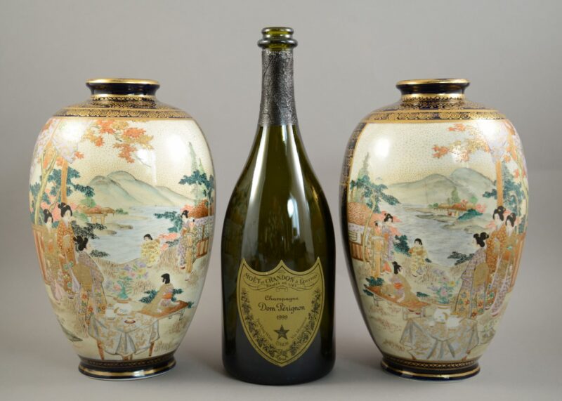 japanese kinkozan vase pair 9 inches