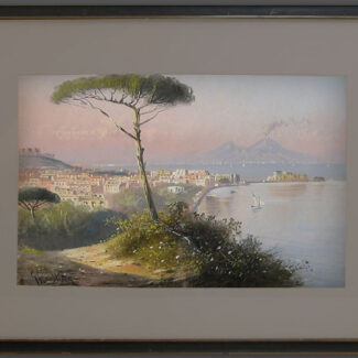 Giovanni Battista watercolour Mt Vesuvius Framed