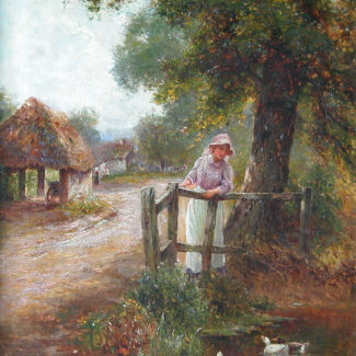 British School, Ernest Walbourn Genre Painting in Oil