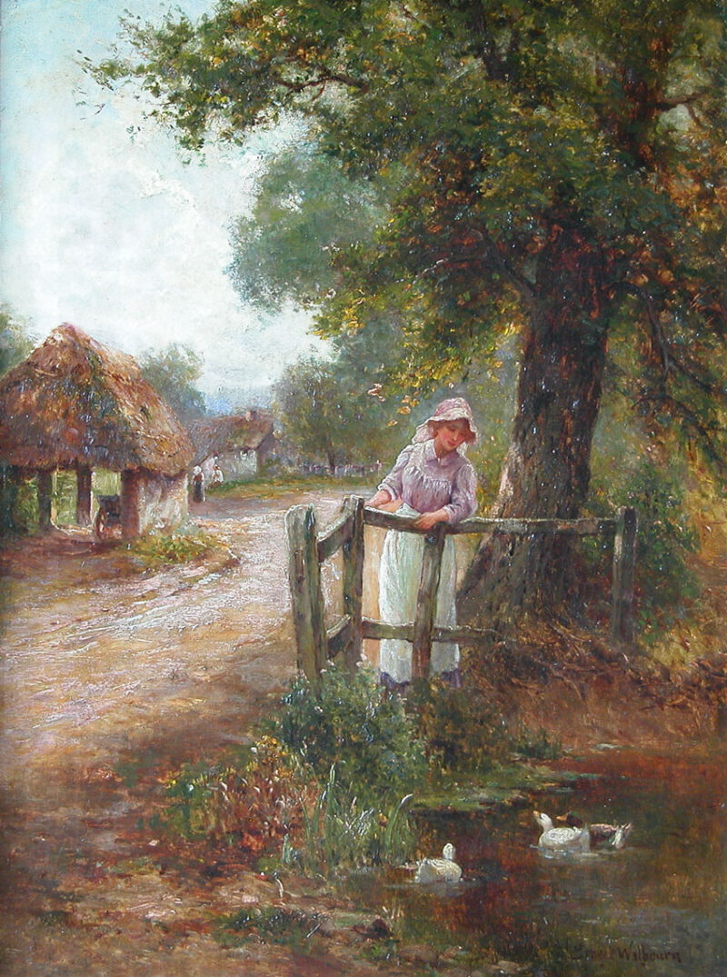British School, Ernest Walbourn Genre Painting in Oil