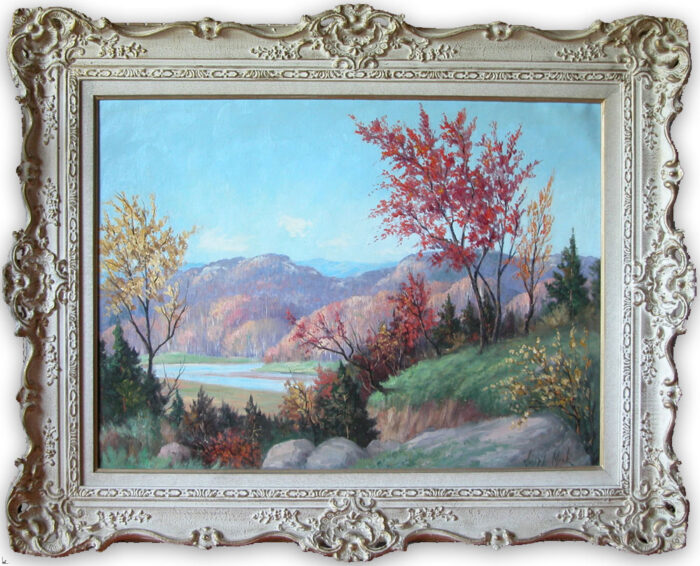Joseph Monk oil Autumn Landscape Framed