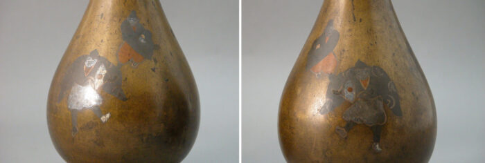 japanese theatrical meiji bronze vases