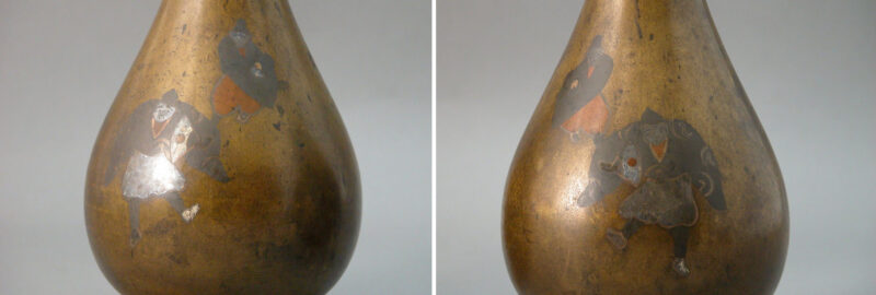japanese theatrical meiji bronze vases