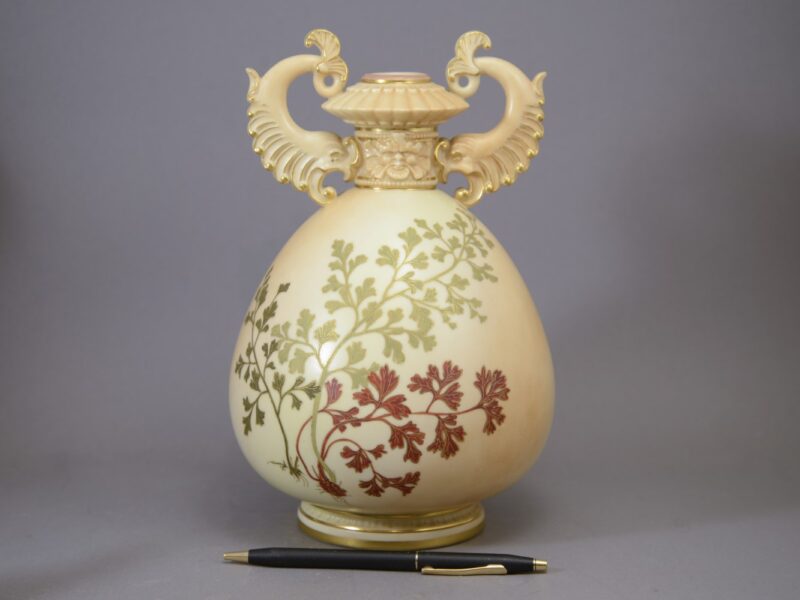 royal worcester blush ivory dolphin vase 2