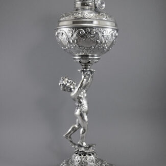 charles parker cherub lamp silverplate