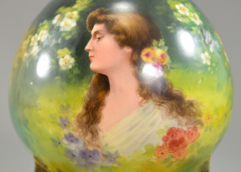 Hand-Painted Brown-Haired WOman Surrounded by Flowers