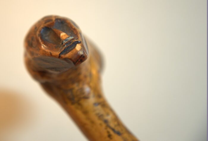 folk art cane burl carved face