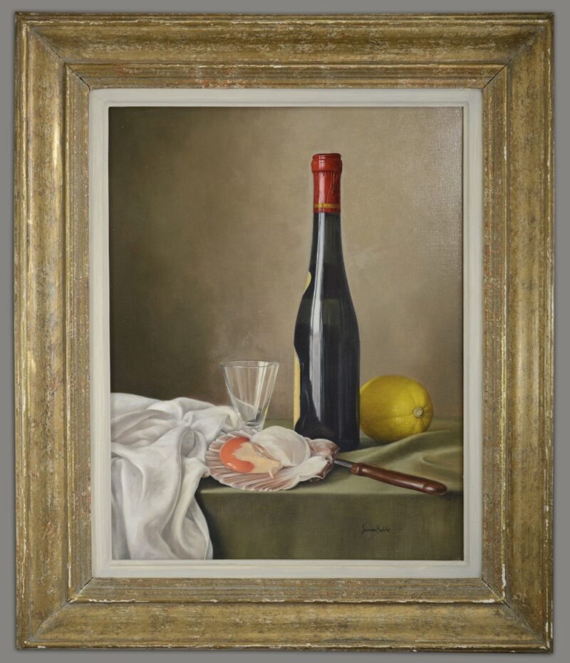 james noble oil painting scallopes lemon wine