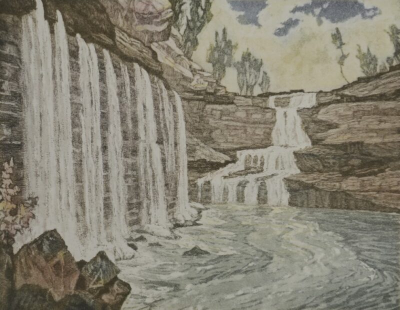 Aquatint of the Bridal Veil at Ball's Fall's
