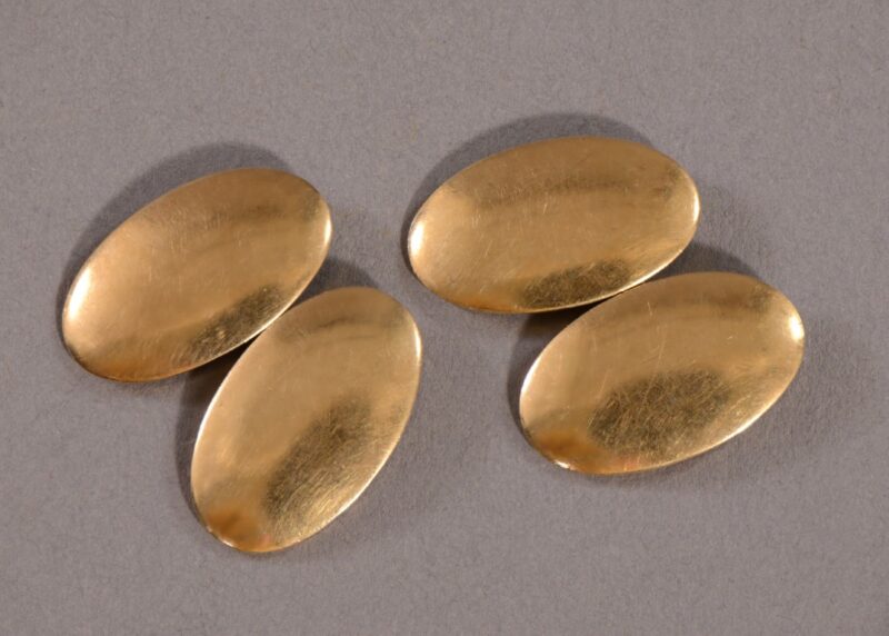oval 10k yellow gold cufflinks smooth finish