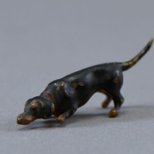 A cold painted bronze hound modelled on scent