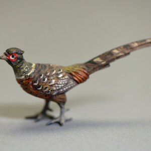 Miniature cold-painted bronze modelled as a colourful pheasant.