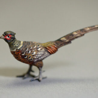Miniature cold-painted bronze modelled as a colourful pheasant.