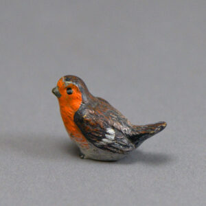 Cold-painted miniature bronze in the form of a red breasted robin.