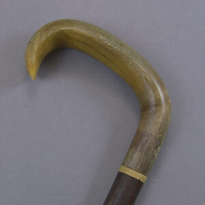 antique crook handle cane made of bent horn and wood