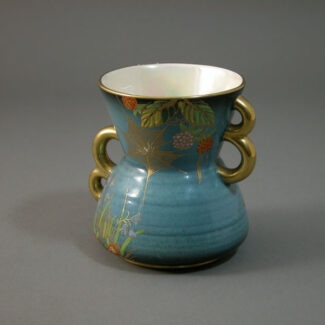 Art Deco vase with cinched waist and butressed double B handles