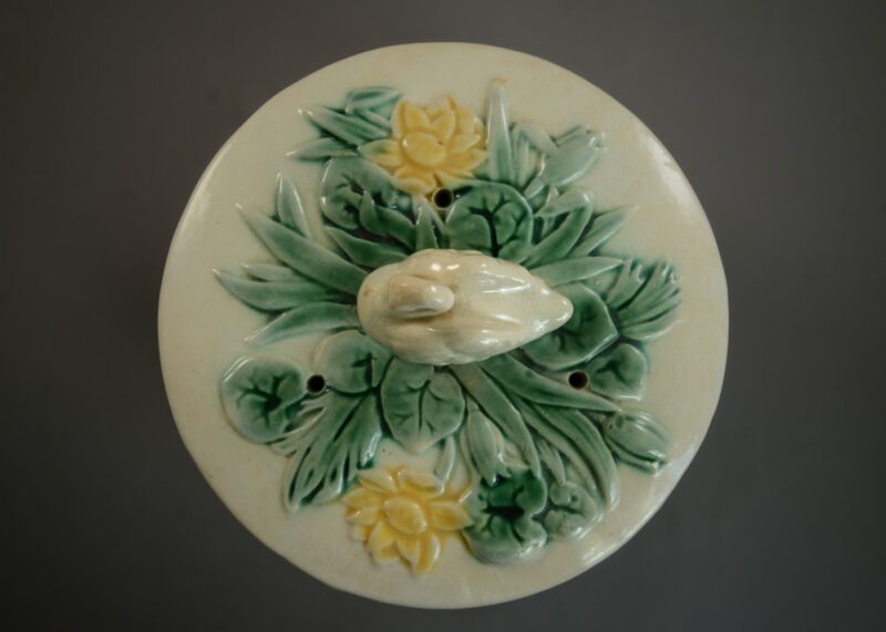 griffen smith hill majolica swan cheese keeper 5 griffen smith hill majolica swan cheese keeper 5