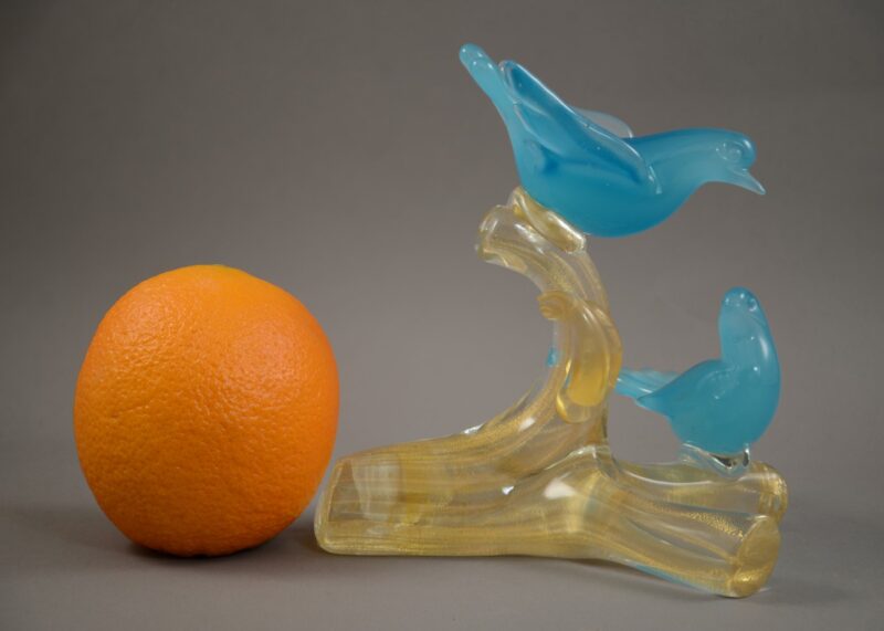 murano opaline birds on branch murano opaline birds on branch