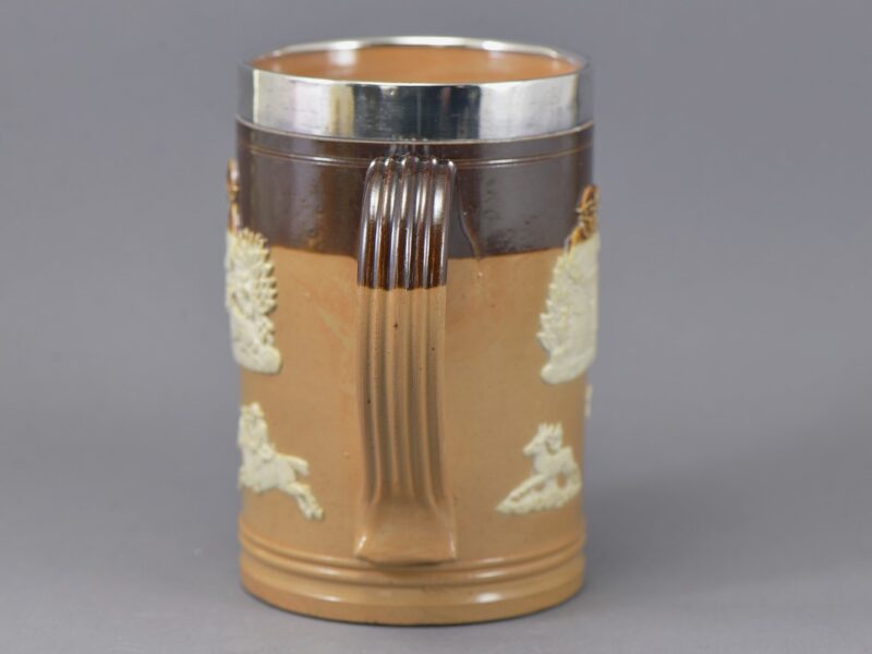 royal doulton stonware tankard sterling silver (2)
