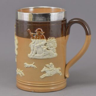 royal doulton stonware tankard sterling silver