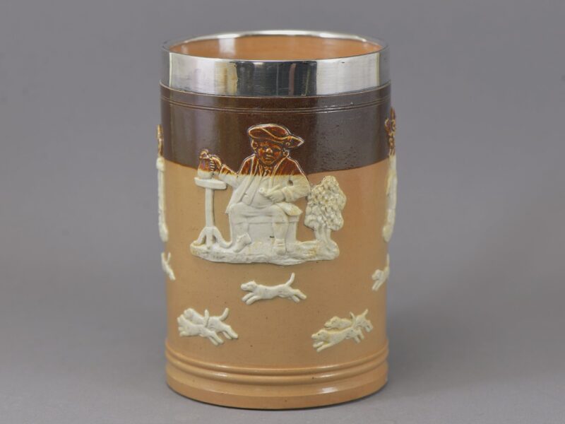 royal doulton stonware tankard sterling silver (4)