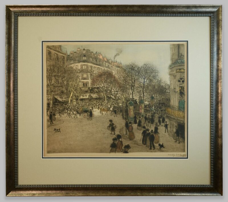 jean francois raphelli drypoint etching boulevard