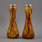bohemian marbled mica vase pair sterling silver