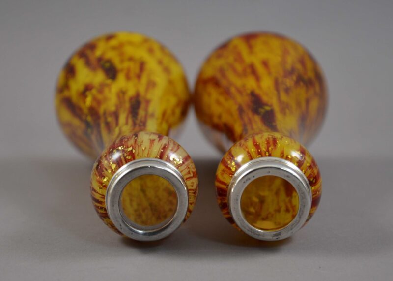 bohemian marbled mica vase pair sterling silver (4) bohemian marbled mica vase pair sterling silver (4)