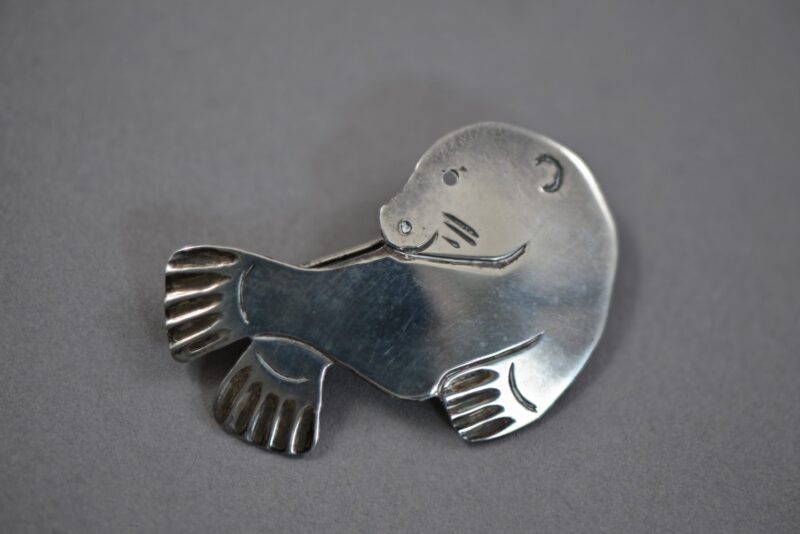 nakwasee silver seal brooch Kwakiutl
