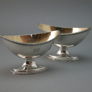 hester bateman sterling silver navette form salt cellars