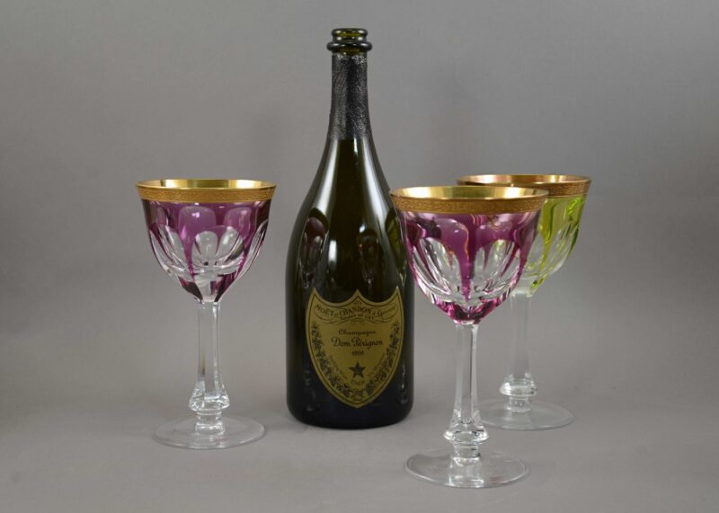 moser lady hamilton wine goblets amethyst chartreuse