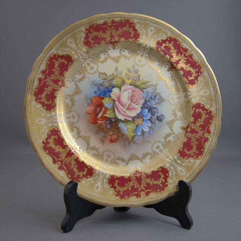 aynsley joe bailey floral rose plates (2)