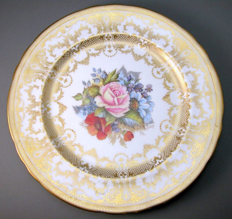 aynsley joe bailey floral rose plates (3)