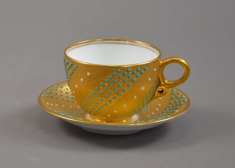 coalport beaded jewelled demitasse cup and saucer (5) coalport beaded jewelled demitasse cup and saucer (5)