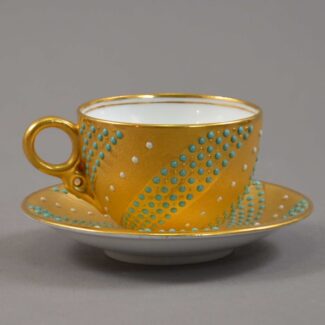 coalport beaded jewelled demitasse cup and saucer (6)