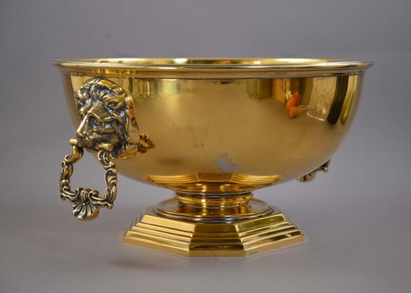 birks gilt sterling punch bowl trophy (10) birks gilt sterling punch bowl trophy (10)