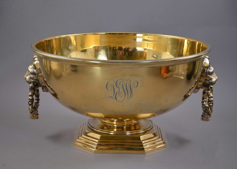 birks gilt sterling punch bowl trophy (3) birks gilt sterling punch bowl trophy (3)