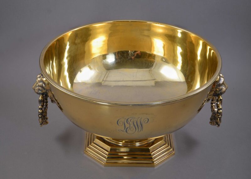 birks gilt sterling punch bowl trophy (4) birks gilt sterling punch bowl trophy (4)