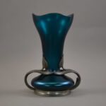 blue loetz pewter tulip vase