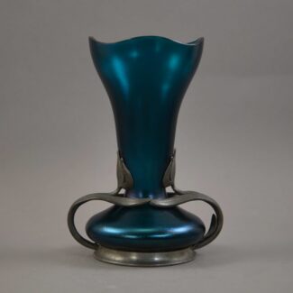 blue loetz pewter tulip vase